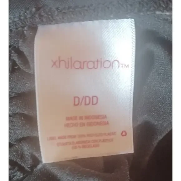 Xhilaration Black Bikini Padded Halter Top Wide Double Back Strap Women's D/DD - Picture 5 of 6